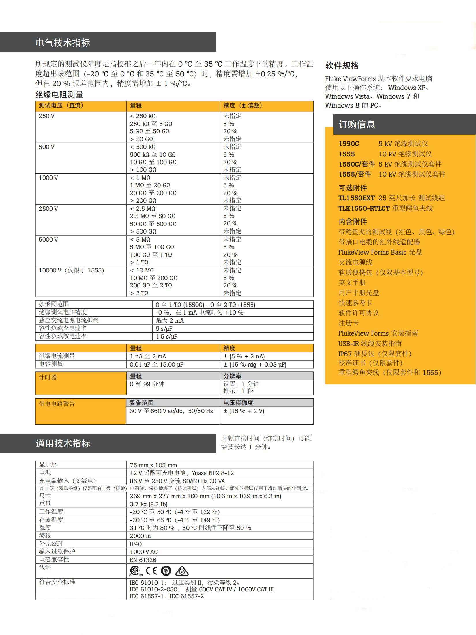 美國FLUKE 1550C絕緣電阻測試儀